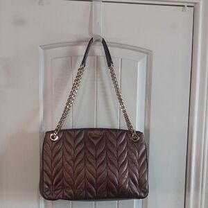 Kate Spade Metallic Bronze Quilted Shoulder Bag